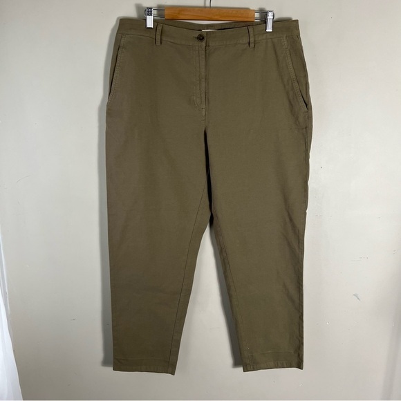 Eileen Fisher Cotton Hemp Tapered Pants in Tarragon Green Size 16 Ankle Pocketa - Picture 8 of 15